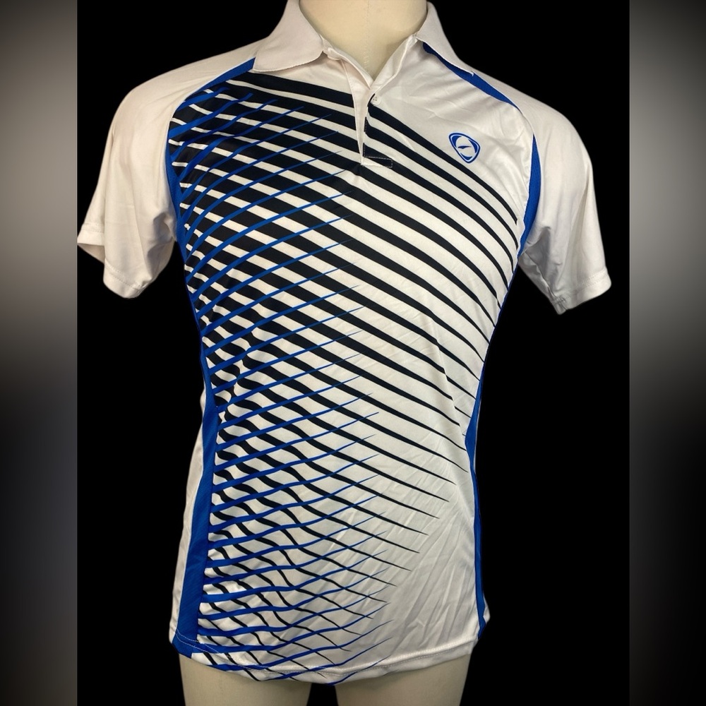 Sport-Dri White and Blue Graphic Polo Shirt Men’s Large